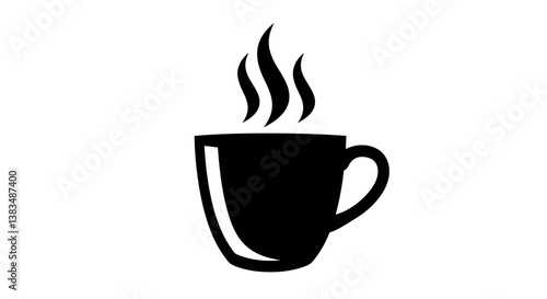 Steaming cup of coffee on white background