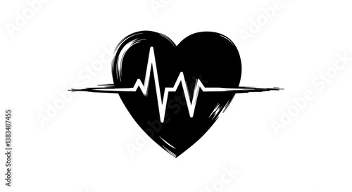 Heart with heartbeat line in minimalist design