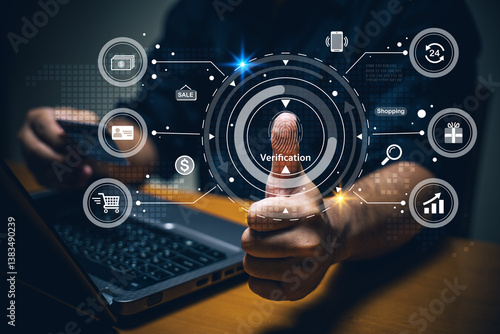 Digital verification process for secure transactions online shopping infographic home office close-up e-commerce security insights