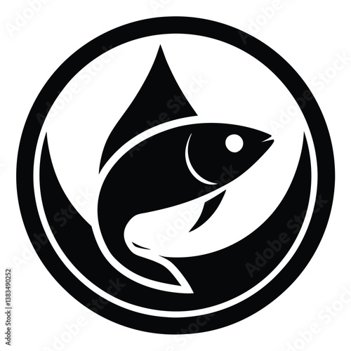 silhouette of a fish farm logo