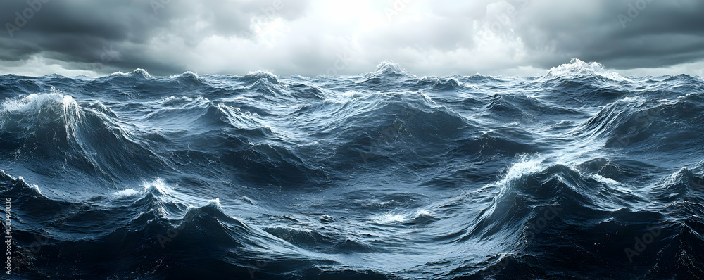 Stormy Ocean Waves 3D Illustration Stormy Ocean Waves 3D Illustration
