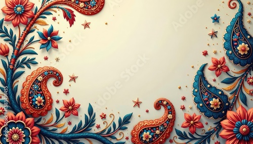 Classic paisley design in muted tones on soft surface , organic, design, muted