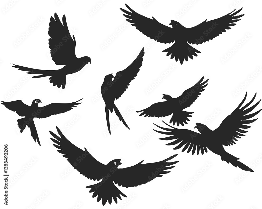 Obraz premium set of Macaw silhouette vector illustration