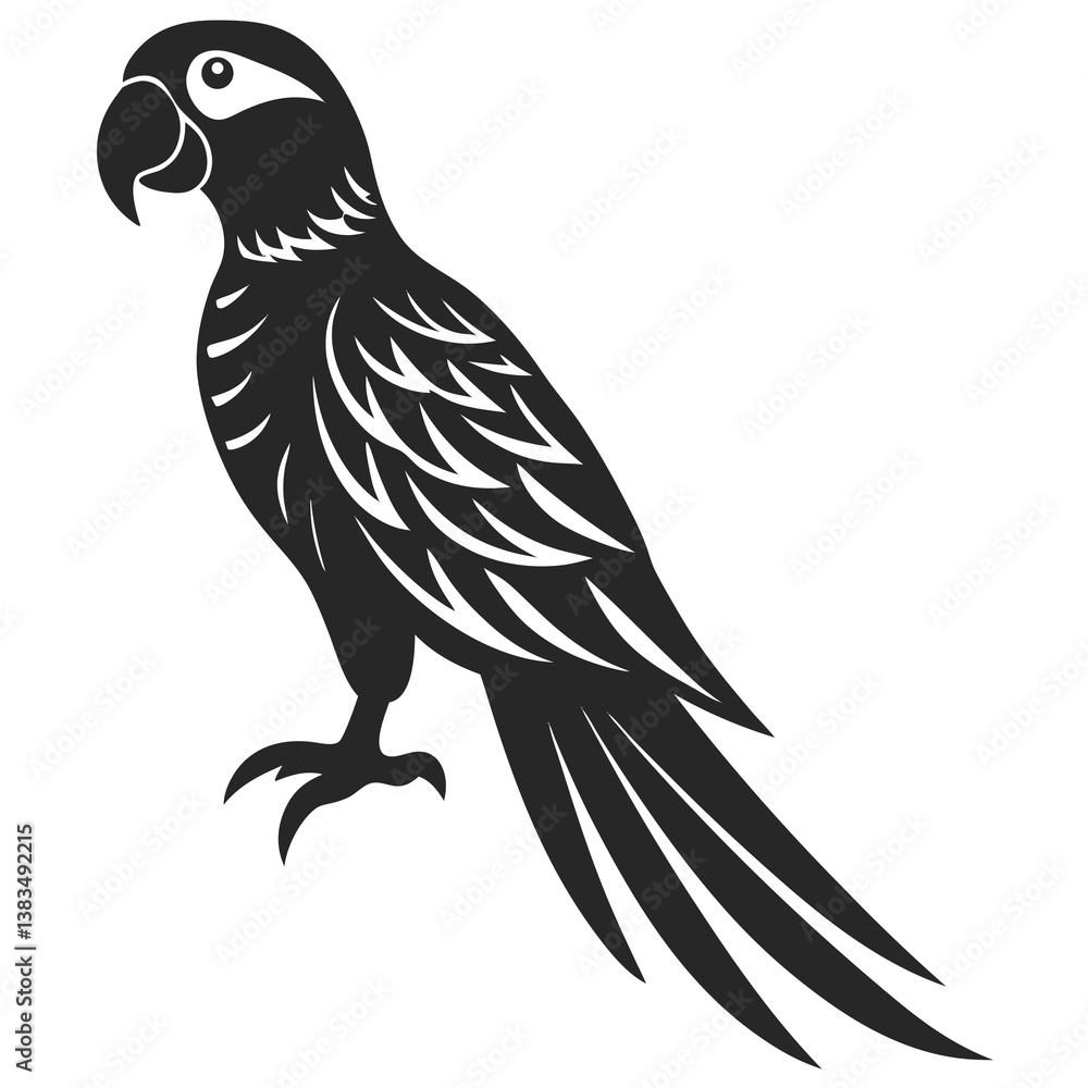 Obraz premium Macaw silhouette vector illustration