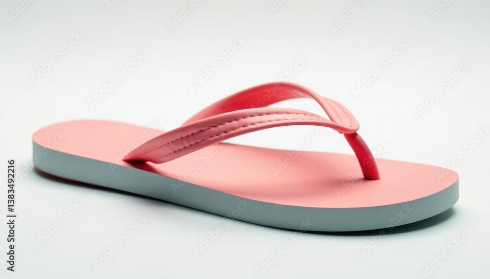 Close-up of a single flip-flop against a pure white backdrop , summer shoes, holiday Close-up of a single flip-flop against a pure white backdrop , summer shoes, holiday