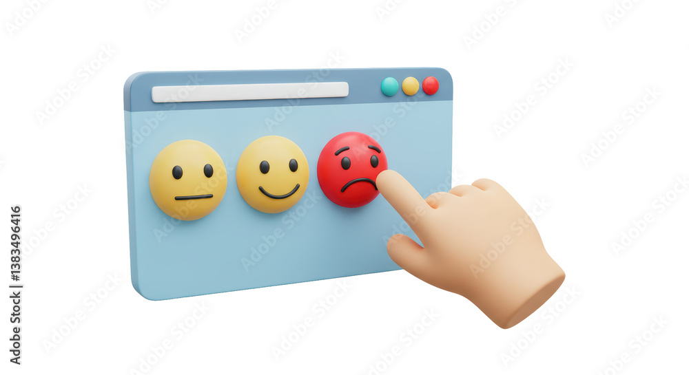 Isolated Hand Pointing to Sad Emotion Rating on Survey Isolated Hand Pointing to Sad Emotion Rating on Survey