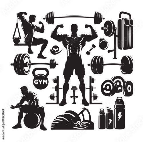 Gym and fitness logo design inspiration vector concept template vector symbol illustration.