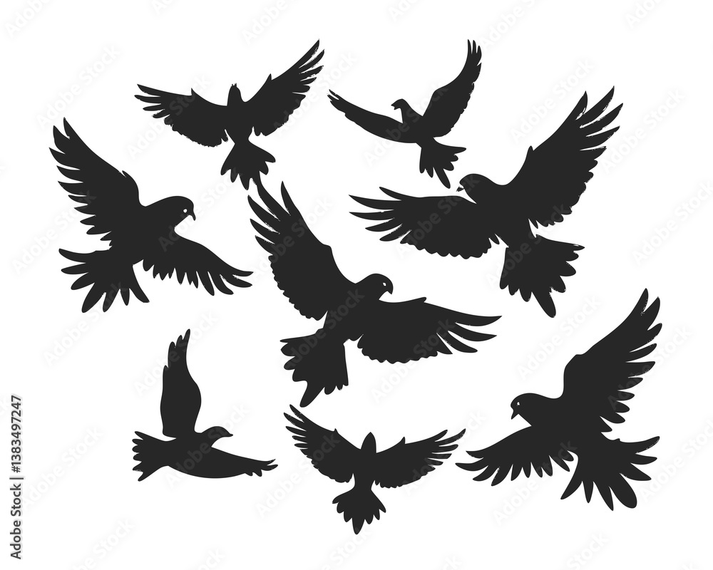 Obraz premium set of Parrot silhouette vector illustration