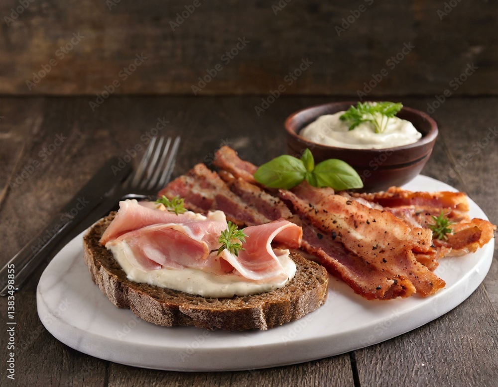 Rustic Bread with Savory Dip and Bacon Rustic Bread with Savory Dip and Bacon