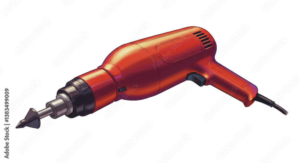 Isolated Orange Corded Drill for Construction and DIY Isolated Orange Corded Drill for Construction and DIY