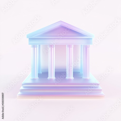 Glass bank building icon designed in 3D with a modern aesthetic and colorful gradient effect suitable for digital applications