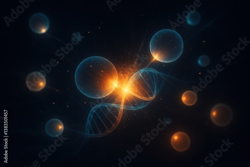 Glowing orbs floating in abstract space with light, depth and balance