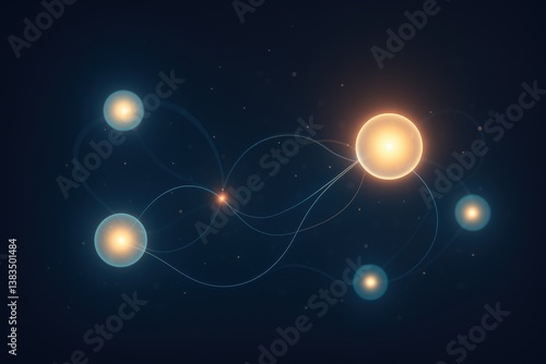Obraz na płótnie Glowing orbs floating in abstract space with light, depth and balance w salonie