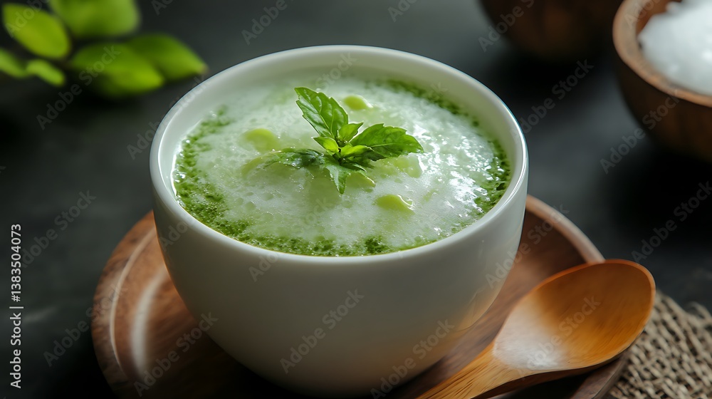 Droplet of cendol or plain cendol without addition of coconut milk Droplet of cendol or plain cendol without addition of coconut milk