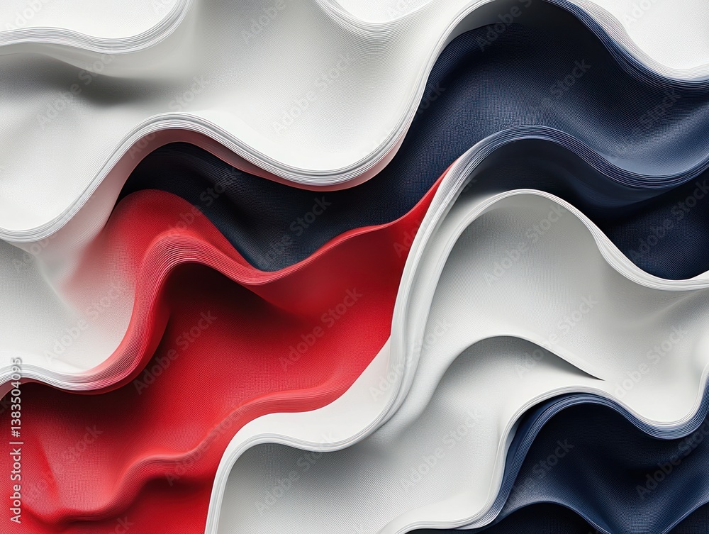 Abstract wavy folds of red, white, and navy Abstract wavy folds of red, white, and navy
