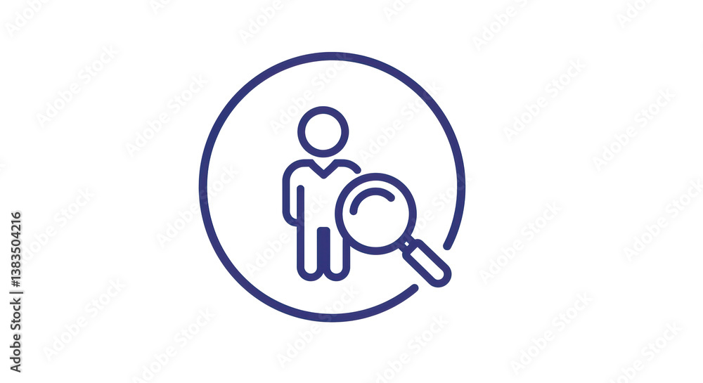 Isolated Person with Magnifying Glass Search Icon Isolated Person with Magnifying Glass Search Icon