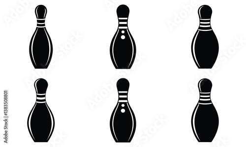 Bowling pins set and beverage bottle collection illustration