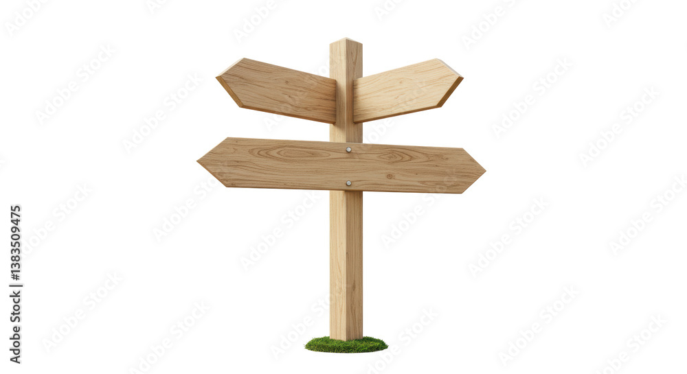 Isolated Wooden Sign Post with Three Arrows Isolated Wooden Sign Post with Three Arrows