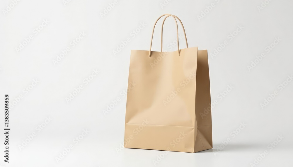 Empty brown paper shopping bag, isolated on pure white background, retail, white background Empty brown paper shopping bag, isolated on pure white background, retail, white background