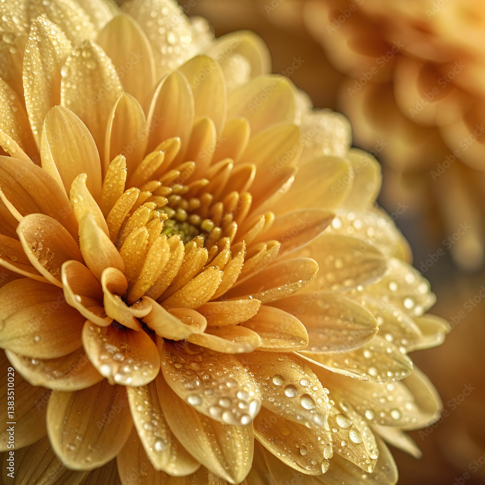 A close-up of a golden yellow chrysanthemum with densely layered petals, creating a rich and vibrant display. A close-up of a golden yellow chrysanthemum with densely layered petals, creating a rich and vibrant display.