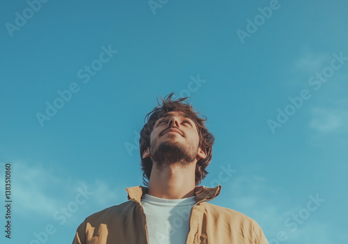  a man looking up at the sky