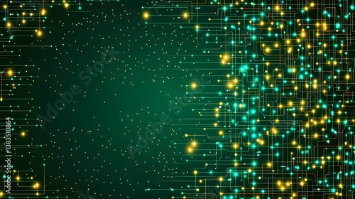 Abstract Vibrant Background with Glowing Lights and Neon Patterns Creating a Digital Atmosphere
