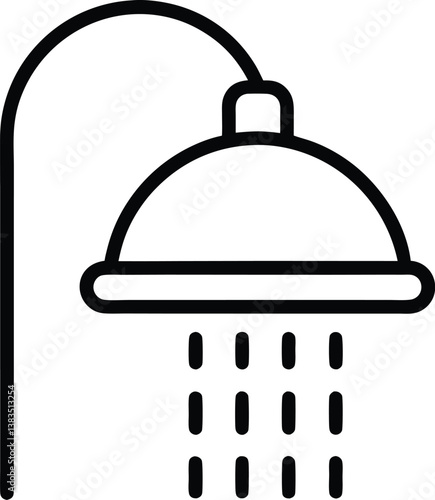 Shower outline icon for bathing and water hygiene purposes. shower icon isolated