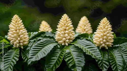 Wallpaper Mural Creamy cone flowers in lush tropical forest setting Torontodigital.ca