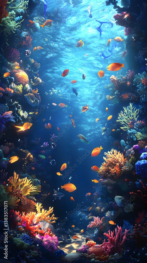 Naklejka premium Underwater coral reef vibrant fish (1)