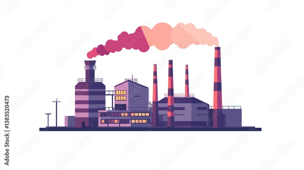Obraz premium Industrial complex landscape illustration