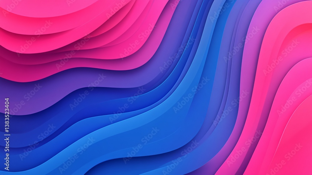 Abstract layered waves of vibrant pink purple and blue gradients Abstract layered waves of vibrant pink purple and blue gradients