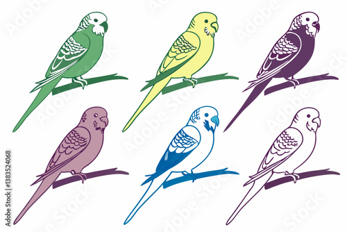 set of Budgerigar silhouette vector illustration