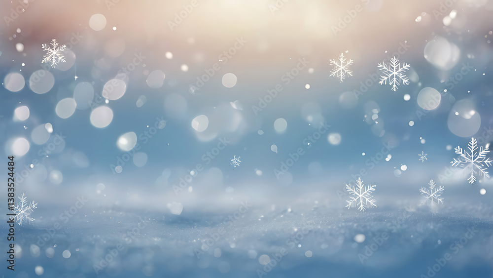 Fototapeta premium Natural Winter Christma creating a magical and all to enjoy no people christmas card snowing greeting card blue background. ai