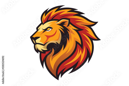 Wallpaper Mural Lion Head Mascot Profile View with Golden Mane  Torontodigital.ca