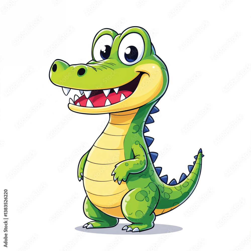 Fototapeta premium Adorable Cartoon Crocodile Vector Illustration