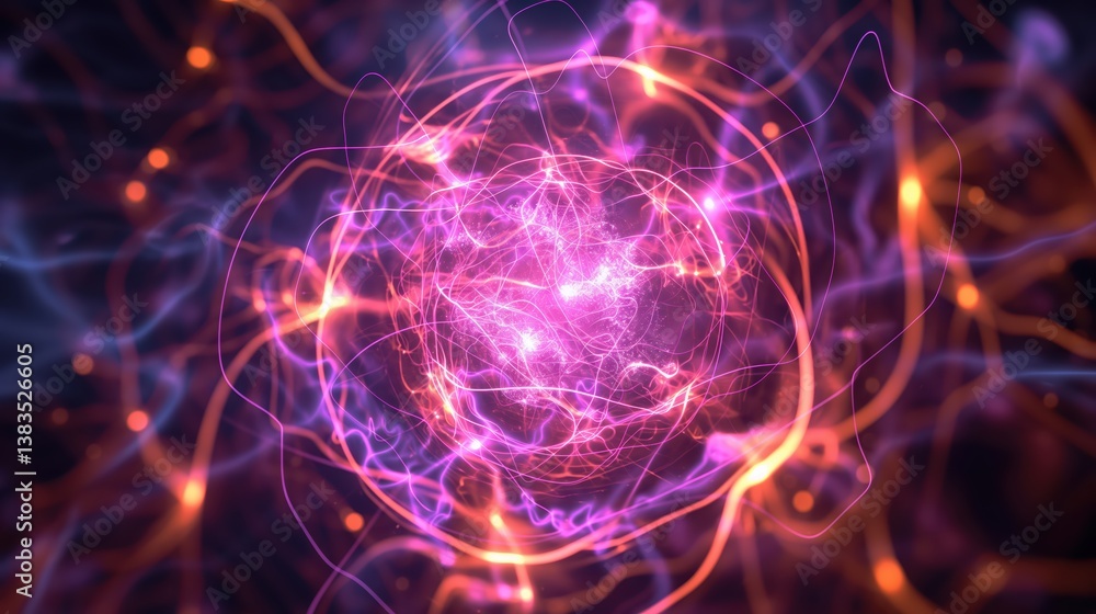 Fototapeta premium The image of the Quantum AI Core illustrates the energy core of quantum AI, suitable for AI startups, deep learning visualization, and future tech.