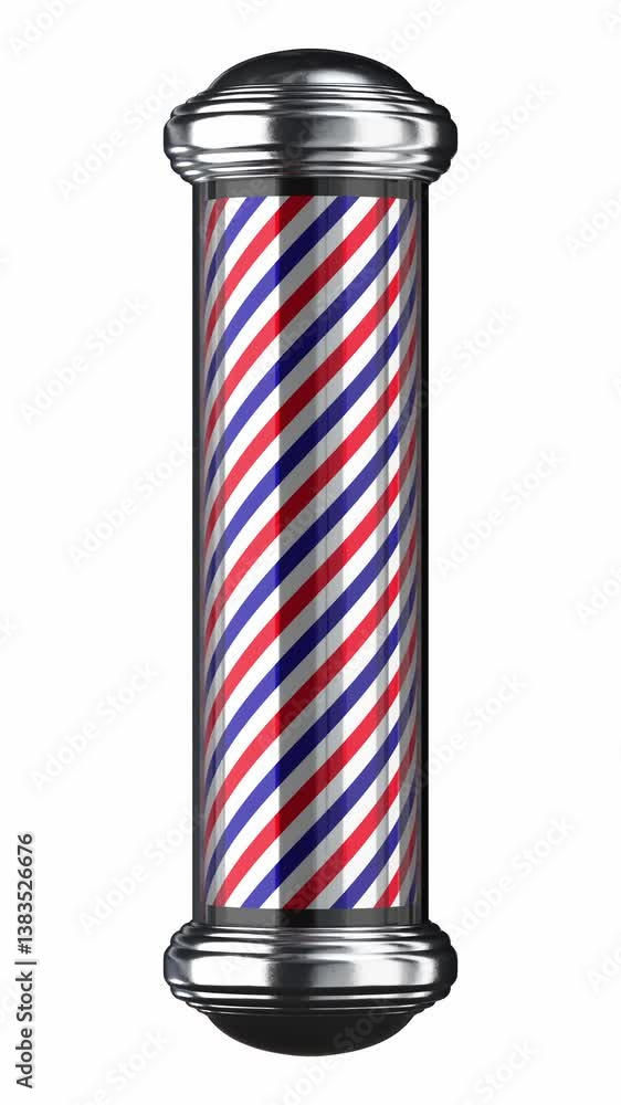Rotating classic barbershop pole isolated on white background - 3D 4k animation (2160 x 3840 px) Rotating classic barbershop pole isolated on white background - 3D 4k animation (2160 x 3840 px)