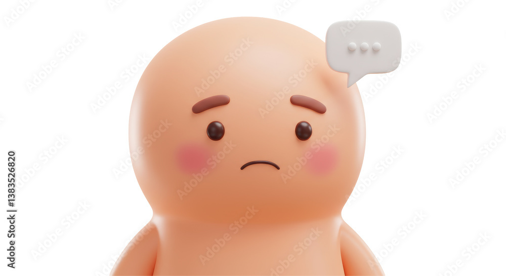 Isolated Sad Cartoon Character with Speech Bubble Isolated Sad Cartoon Character with Speech Bubble
