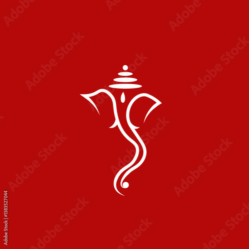 Lord Ganesh face hand drawn line art vector illustration drawing icon for ganesh Chaturthi, Indian wedding invite, griha pravesh, house warming invite, Ganpati puja