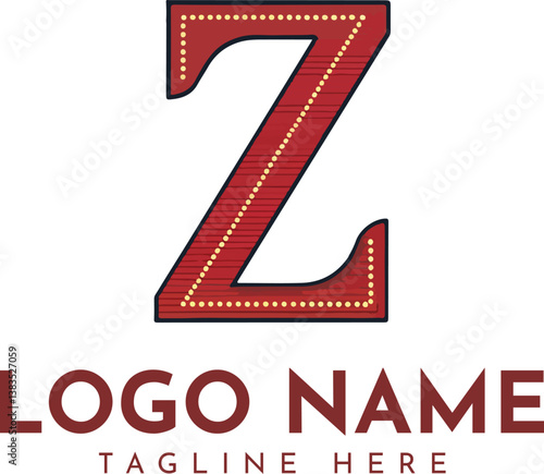 Vintage style letter Z logo with an ornamental frame. Generative AI.