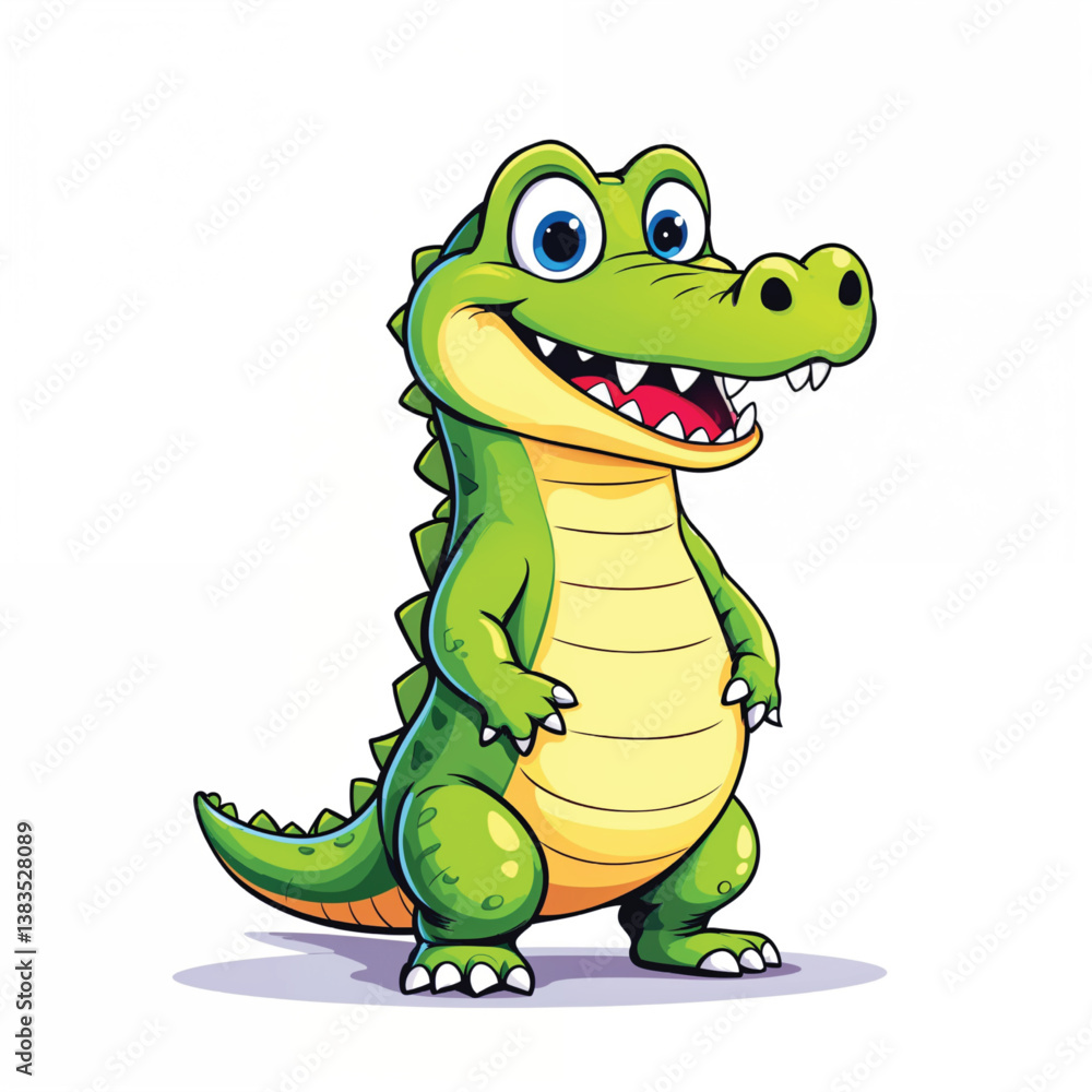 Fototapeta premium Adorable Cartoon Crocodile Vector Illustration