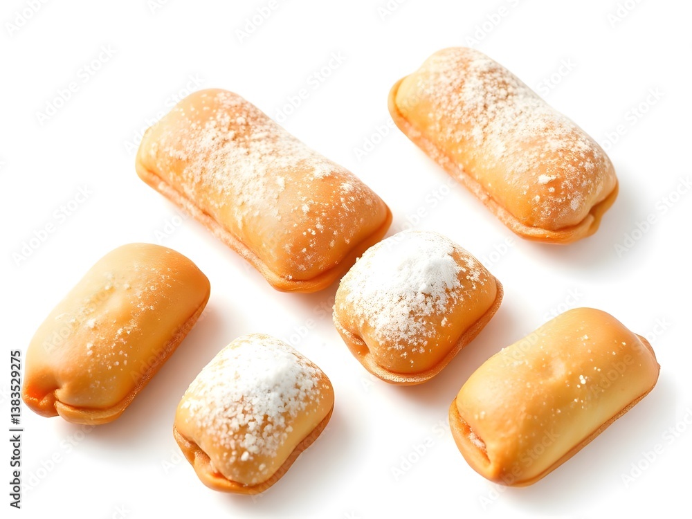Golden French Beignets Dusted with Powdered Sugar – Fluffy, Sweet, and Irresistible Pastry Delight Isolated on a White Background Golden French Beignets Dusted with Powdered Sugar – Fluffy, Sweet, and Irresistible Pastry Delight Isolated on a White Background
