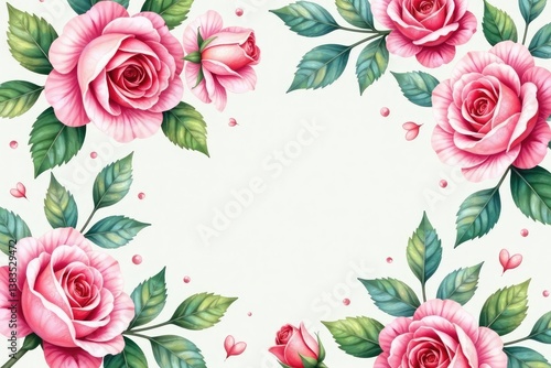 Delicate watercolor roses & leaves, repeating seamlessly , organic, design, elegant