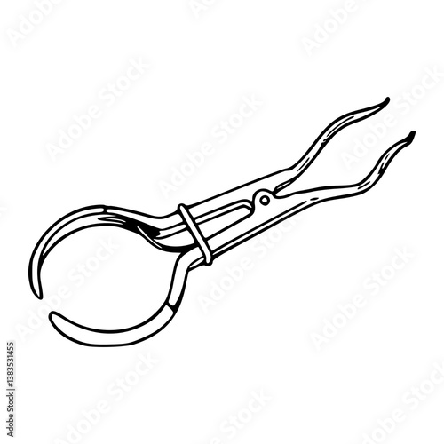 vintage surgical forceps line art illustration
