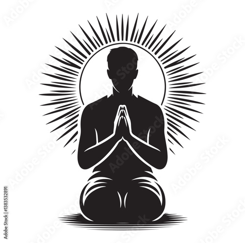 praying silhouettes vector on a white background.