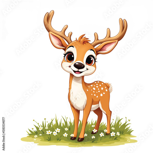 Adorable Cartoon Deer Vector Illustration