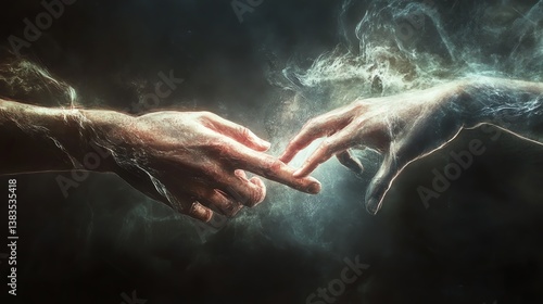 Symbolic connection between two hands.