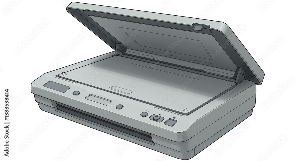 Isolated Document Scanner Image Digitalization Office Isolated Document Scanner Image Digitalization Office