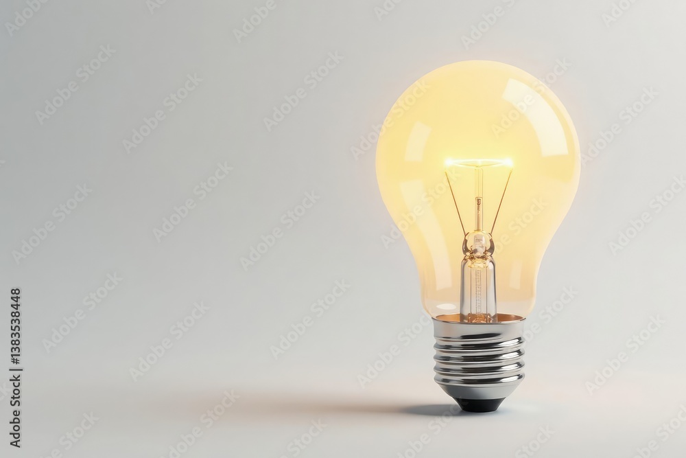 Single lightbulb against pure white background, background, idea, close-up