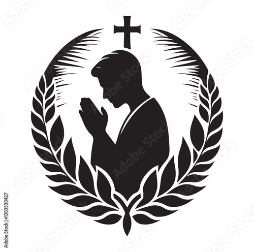 praying silhouettes vector on a white background.